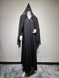 Abaya de Lino Turco <span class=keywords><strong>M</strong></span>-125 para Mujer, Abertura Frontal, Manga Larga, Largo hasta el Tobillo, Corte Holgado para Uso Diario y Fiestas - Product Image 5