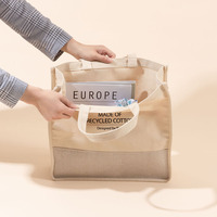 Sac fourre-tout en toile écologique en coton et lin recyclés, grand format, avec logo imprimé personnalisé