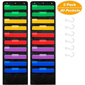 Wall Mount Storage Charts with 6 Over Door/20 Pockets Premium Hanging <b>File</b> <b>Folder</b> Organizer/2 Packs Wall Hanger for Magazines - Product Image 2