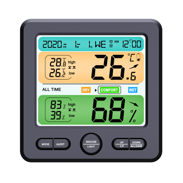 Mini LCD Wireless Indoor/Outdoor Thermometer & Hygrometer Multifunctional Wall Clock with Customized OEM & ODM Support