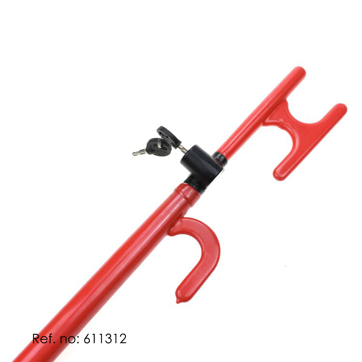 Caino International Inc 611312 U-Shaped Steel Car Steering Wheel Lock | Cross Cylinder Anti-Theft De