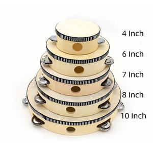 JELO LF-T 6 inci tamborin Metal Birch genggam kepala Drum poliester kulit kepala Drum Gereja Jingle genggam instrumen Gereja - Product Image 5