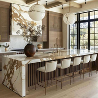 Cuisine complète moderne en bois massif ODM, îlot central, design personnalisé, armoires en bois naturel pour villa