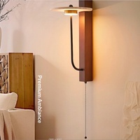 Applique Murale LED en Bois Style Rétro Japandi & Médiéval avec Interrupteur pour Salon, Hôtel, Escalier, Chevet - Lumière Jaune Effet Pierre de Grotte