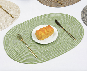 Set de <span class=keywords><strong>table</strong></span> ovale en polyester/coton tissé naturel, réutilisable, écologique, pour la maison, <span class=keywords><strong>protection</strong></span> de <span class=keywords><strong>table</strong></span> à manger - Product Image 5