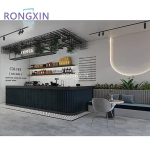 Coffee Shop Counter Design Commercial Store Display Wholesale Counter Furniture Coffee Shop Decoration For Cafe