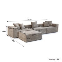 ATUNUS Grand Canapé d'Angle Modulable Carré Américain, Ensemble de Salon Vintage pour Maison et Hôtel, Grand Canapé en Tissu Côtelé