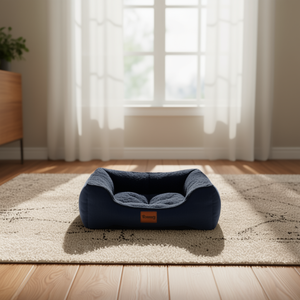 Cuccia per Animali Domestici Deep Blue Square Nest con Sistema di Rilascio della Sabbia e Materiale in Velluto Artico - Product Image 3