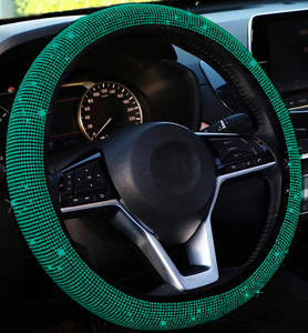غطاء عجلة قيادة السيارة، مرصع بالأحجار الكريمة، مرن، بدون إطار داخلي، لجميع المواسم، غطاء كامل مرصع بالأحجار الكريمة - Product Image 5