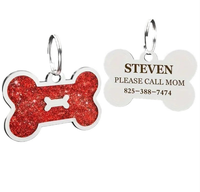 Etiqueta de Identificación de Mascotas con Forma de Hueso, Colgante Personalizado de Aleación de Aluminio para Perros y Gatos, Collar de Sublimación con Nombre Grabado