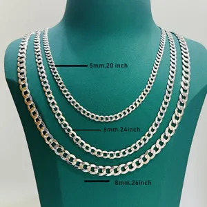925 Hip Hop Cuban Link Chain Jewelry Necklace Wholesale Sterling Silver Plating Sterling Silver For Men