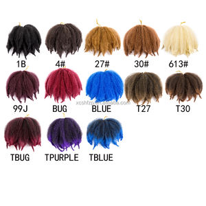 Vendre des extensions de cheveux synthétiques en vrac Marley Kinky Curly de 8 pouces, tresses afro au crochet, installation facile, longue durée, pour tresses africaines - Product Image 6