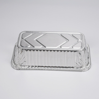 Barquette rectangulaire jetable en aluminium avec couvercle transparent pour plats à emporter