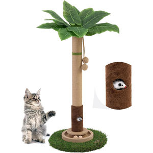 Árbol de Actividades para Gatos Pequeños, Moderno, Simple, de Felpa Crema, Casa en el Árbol, Torre para Gatos - Product Image 1
