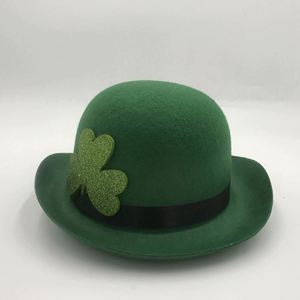 Chapeau melon en feutre de laine vert élégant pour homme style hip-hop - Product Image 4