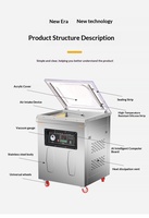 Machine d'emballage sous vide alimentaire commerciale entièrement automatique, scelleuse sous vide double usage (humide et sec) avec pompe industrielle 20L