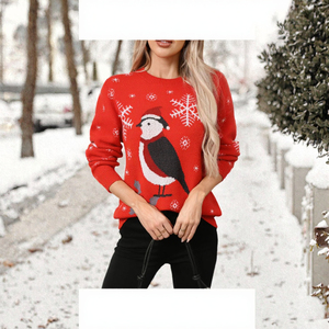 Suéter de Invierno para Mujer, Estilo Europeo Americano, Talla Grande, Estampado Animal en la Parte Delantera, 100% Acrílico, Tejido de Punto - Product Image 3