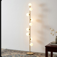 Lampe sur pied sphérique en verre simple à 9 têtes, style nordique postmoderne pour chambre et bureau