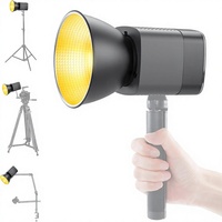 Projecteur vidéo LED 40W COB bicolore 2500K-6500K 11 500 Lux CCT avec charge rapide Type-C, intensité réglable, en ABS