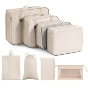 Fabbrica di vendita calda OEM ODM personalizzato leggero 8 pezzi di vestiti in rete da viaggio Organizer per bagagli Set Set di cubetti di imballaggio con cerniera