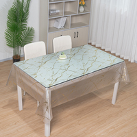 Nappe rectangulaire transparente en PVC RNPT, motif marbré doré, pour hôtels, restaurants et tables de banquet