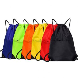 Customized Foldable <b>Drawstring</b> <b>Backpack</b> Polyester Waterproof Zipper Sport Fitness Bag - Product Image 3