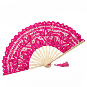 Ventilador de encaje con borlas para novia, hecho a mano, estilo victoriano, Color blanco y Beige, regalo de boda - Product Image 4