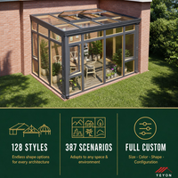 Vente directe usine : Véranda autoportante Sunny Joy en alliage d'aluminium à toit plat, 4 saisons, pour jardin d'hiver, chambre et extérieur