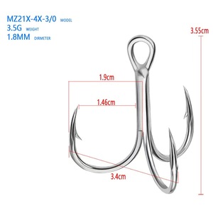 Hameçons triples en acier à haute teneur en carbone super résistants pour la pêche en eau salée, hameçons barbelés - Product Image 3