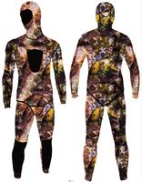 Combinaison de plongée en néoprène marron-orange 5 mm pour homme, ensemble deux pièces avec fermeture éclair frontale, idéale pour la chasse sous-marine, le surf et la pêche au harpon