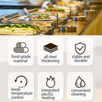 Set Pemanas Makanan Buffet Listrik Stainless Steel dengan Temperatur Dapat Diatur, Peralatan Restoran Komersial Grosir