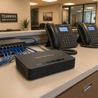 Grandstream HT812 Adaptador Telefónico Analógico ATA de 2 Puertos FXS, Gateway VoIP con Router Gigabit NAT Integrado, Voz HD SIP