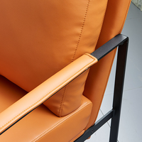 Chaise de salon orange de style italien du milieu du siècle chaise de café en cuir fauteuil de canapé de bureau à domicile fauteuil de salon d'invité