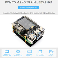 Module HAT PCIe vers M.2 4G/5G USB 3.2 pour Raspberry Pi 5, compatible avec les modules 4G/5G SIMCom/Quectel, mise en réseau haute vitesse pour RPI 5