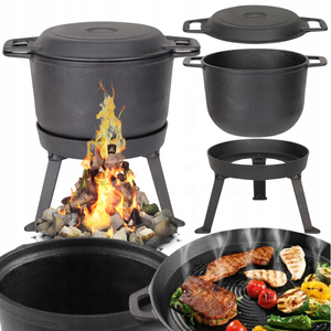 Casserole en <span class=keywords><strong>fonte</strong></span> personnalisée pour la chasse, le camping et la cuisine, avec <span class=keywords><strong>couvercle</strong></span> 2 en 1 et plaque de cuisson, <span class=keywords><strong>fonte</strong></span> polonaise avec pieds - Product Image 1