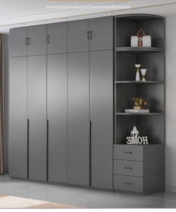 Armoire <span class=keywords><strong>murale</strong></span> grise moderne OEM pour adultes armoires en bois armoire coulissante pour hôtel armoire de rangement <span class=keywords><strong>d</strong></span>étachable mât meubles de chambre à coucher - Product Image 2