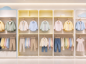 Conception d'intérieur de magasin de vêtements pour enfants sur mesure avec armoires de présentation pour vêtements de bébé et aménagements de vente au détail modernes - Product Image 2