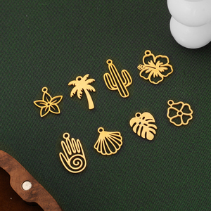 Olivia - Dije de Acero Inoxidable con Baño de Oro de 18k, Diseño de Árbol de Coco, Flor, Concha, Hoja, Cactus, para Hacer Joyas - Product Image 3