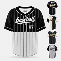 Kaos Jersey Baseball Oversize Custom Streetwear Hip Hop Kancing Depan 100% Poliester Cetak Digital untuk Pria Tim Klub