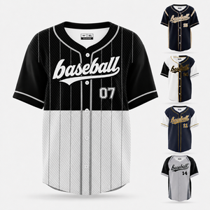 Maillot de baseball surdimensionné personnalisé, streetwear, hip-hop, chemise boutonnée, 100% polyester, impression numérique pour hommes, équipe, club - Product Image 1