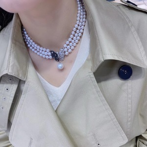 Natural Freshwater Pearl Pendant Necklace S925 <b>Silver</b> Versatile 9-12mm Collarbone Slightly Flawed Strong Light Wenchi China - Product Image 3