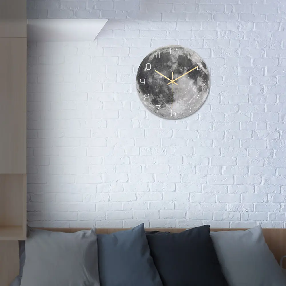 明るい色の月の壁時計アクリル素材サイレントムーブメント家の装飾壁時計
