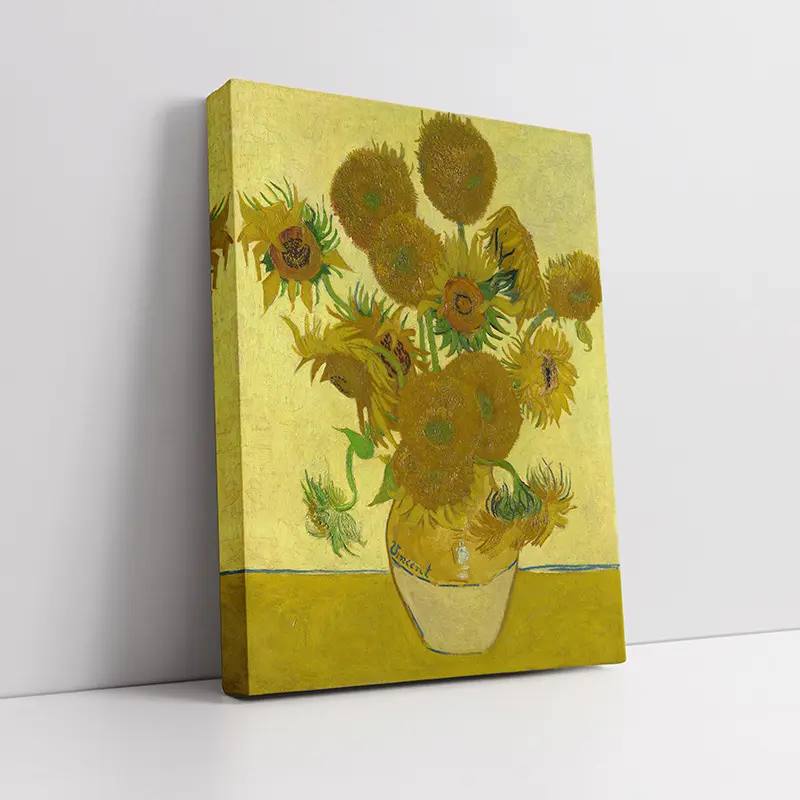Hiện đại nhà hàng hóa tường nghệ thuật bình với hoa hướng dương ấn tượng sơn dầu vải sinh sản của Vincent bức tranh cho trang trí nội thất