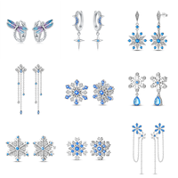 Boucles d'oreilles créoles S925 en argent sterling, avec breloques pendantes mignonnes en forme de dessin animé incrustées de zircone cubique colorée, boucles d'oreilles pendantes tendance