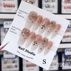 Nouveaux designs, faux ongles de luxe à la mode, marque privée personnalisée, cercueil, diamant, ongles à pression faits à la main - Product Image 2