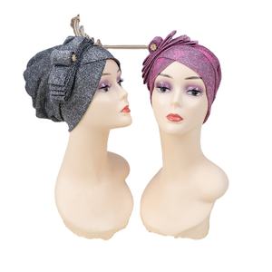 African Summer Turban Cap Glänzende Frauen hüte mit Big Drill <span class=keywords><strong>Nigerian</strong></span> Turban Gele - Product Image 1