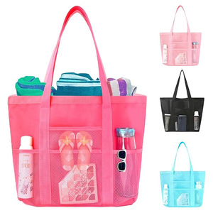 Borsa tote in tessuto a rete Qetesh, borsa a mano di grande capacità con logo e colore personalizzabili, adatta per lo sport e <span class=keywords><strong>la</strong></span> vita quotidiana - Product Image 1