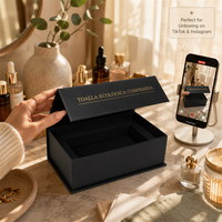 Boîte magnétique noire mate de luxe personnalisée pour serviette compressée, emballage en papier rigide pliable écologique, boîte cadeau avec logo doré