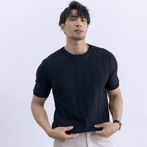 Camiseta de Manga Corta para Hombre, Corte Regular, Tejido Sólido, Delgada, Transpirable, de Poliéster, Estilo Casual Elegante con Estampado - Product Image 3