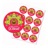 Autocollants de scellage personnalisés pour étiquettes de boîtes cadeaux et sacs de bonbons pour le Festival des Lumières Hindoues, les Lanternes, les Rangoli et la fête de Diwali, Deepavali Favor